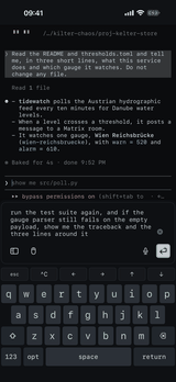 The compose bar holding a dictated three-line command, with the Kelter keyboard below it.